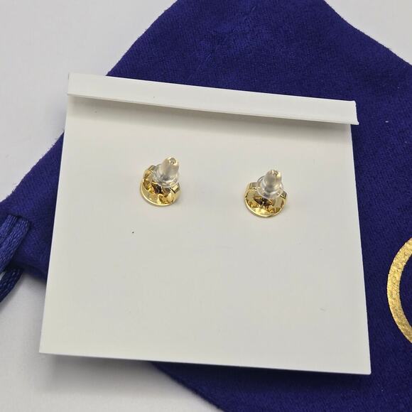 NEW Tory Burch Roxanne Heart Drop Earrings Logo Purple Burgundy Statement - Picture 3 of 5